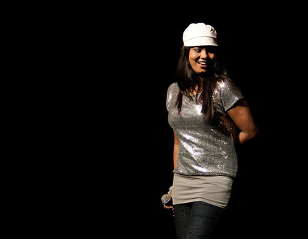 singer sayanora in silver dress
